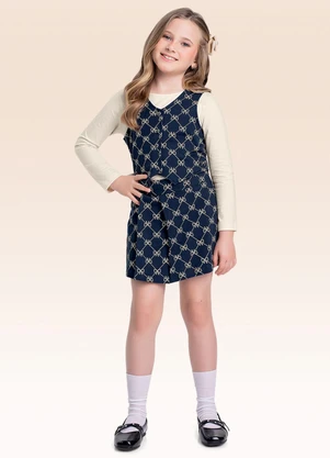 Fakini Kids - Conjunto Blusa e Shorts Saia e Colete Bege - FAKINI KIDS