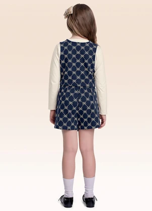 Fakini Kids - Conjunto Blusa e Shorts Saia e Colete Bege - FAKINI KIDS