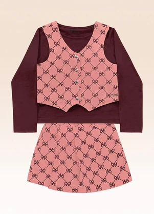 Fakini Kids - Conjunto Blusa e Shorts Saia e Colete Vermelho - FAKINI KIDS