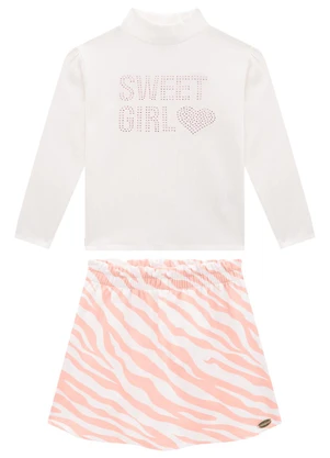 Milli e Nina - Conjunto Blusa e Shorts Saia Zebra Bege - MILLI E NINA