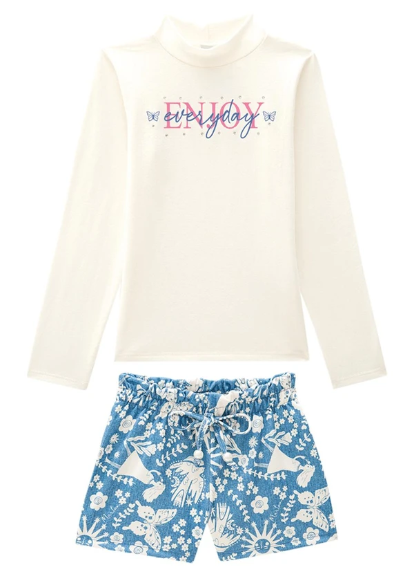 Marlan - Conjunto Blusa e Shorts Sport Natureza Bege