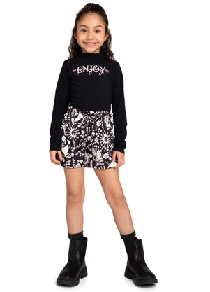 Marlan - Conjunto Blusa e Shorts Sport Natureza Preto - MARLAN