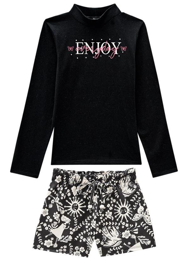 Marlan - Conjunto Blusa e Shorts Sport Natureza Preto 2
