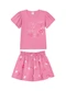 Marlan - Conjunto Blusa e Shorts Toque de Flores Azul - variação: Rosa