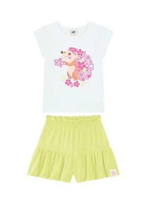 Marlan - Conjunto Blusa em Meia Malha e Shorts Branco - MARLAN