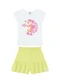 Marlan - Conjunto Blusa em Meia Malha e Shorts Laranja - variação: Branco