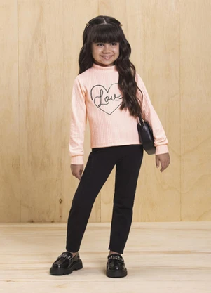 Milli e Nina - Conjunto Blusa Jacquard e Legging Laranja - MILLI E NINA