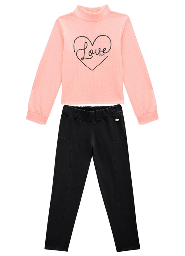 Milli e Nina - Conjunto Blusa Jacquard e Legging Laranja 2