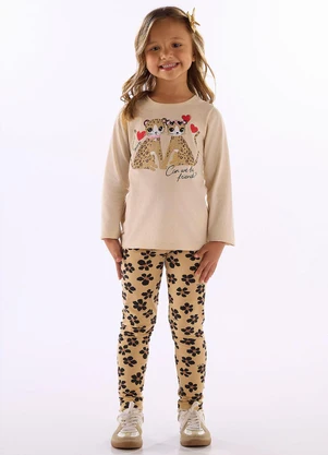 Quimby - Conjunto Blusa Legging Floral Bege - QUIMBY