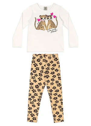 Quimby - Conjunto Blusa Legging Floral Bege - QUIMBY