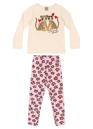 Quimby - Conjunto Blusa Legging Floral Branco - QUIMBY