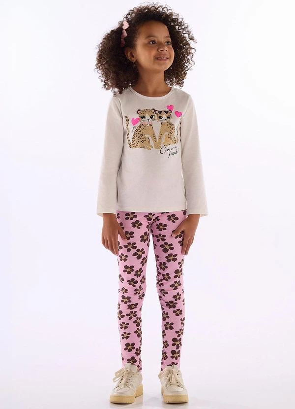 Quimby - Conjunto Blusa Legging Floral Branco