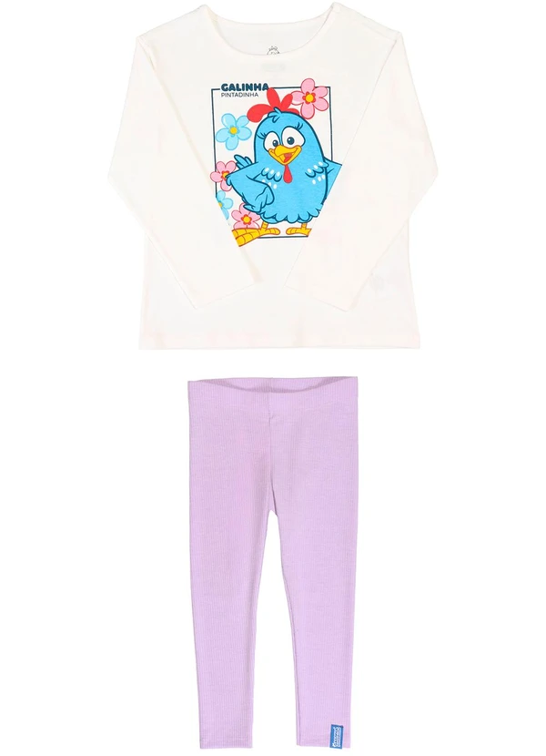 Galinha Pintadinha - Conjunto Blusa Legging Ribana 4x2Branco