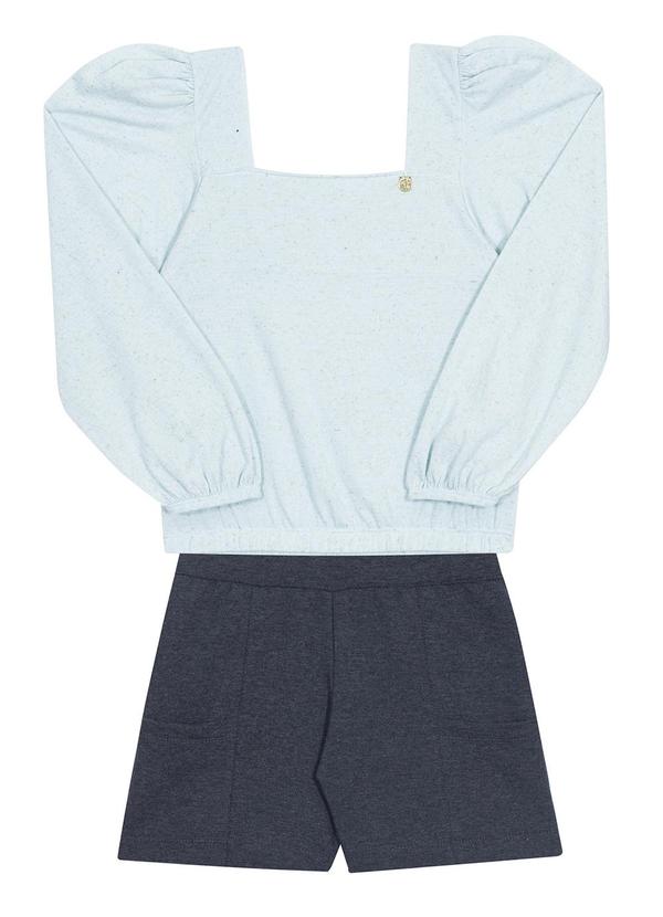 Randa Mundu - Conjunto Blusa Linho/Shorts Molecotton Azul 1