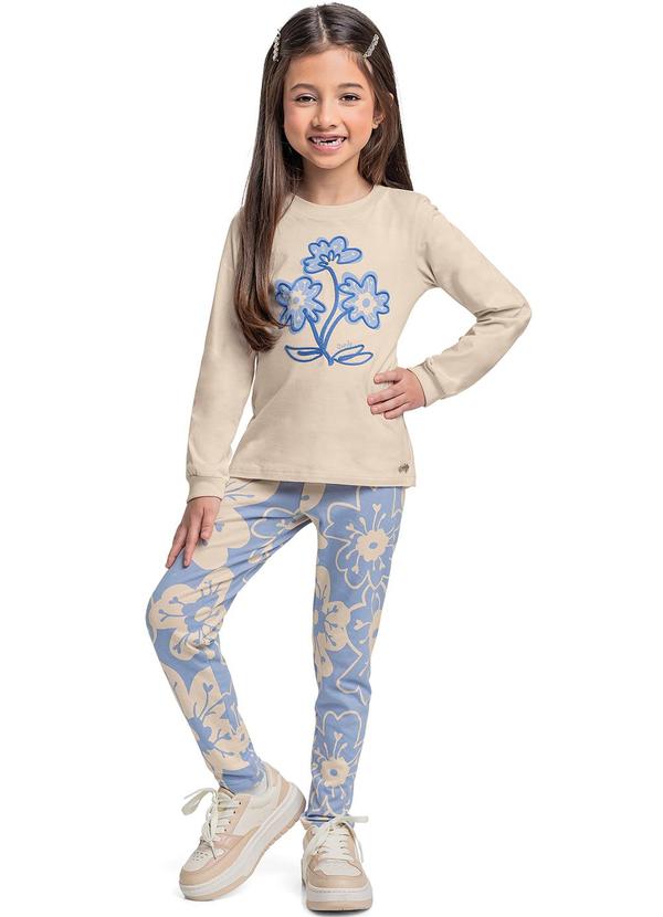 Quimby - Conjunto Blusa Longa e Calça Legging Bege