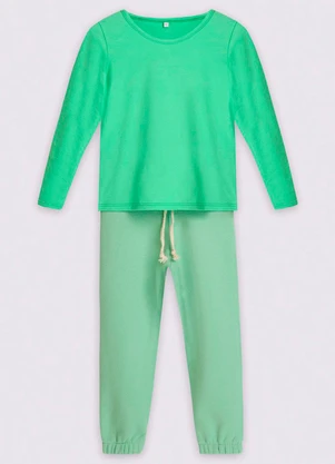 Bugbee - Conjunto Blusa Malha Meia e Calça Moletom Verde - BUGBEE