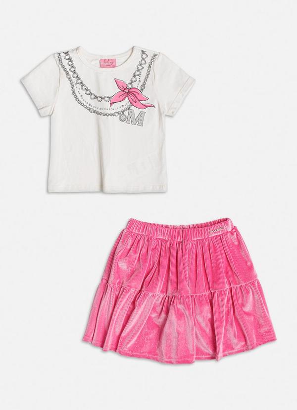 Momi - Conjunto Blusa Manga Curta e Saia Branco