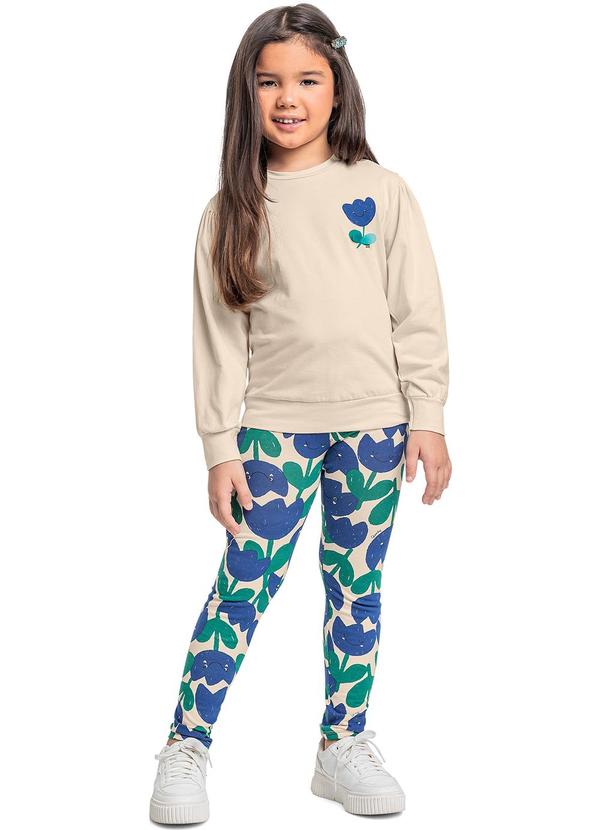 Quimby - Conjunto Blusa Manga Longa e Calça Bege