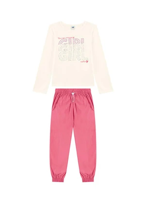 Marlan - Conjunto Blusa Manga Longa e Calça Bege - MARLAN