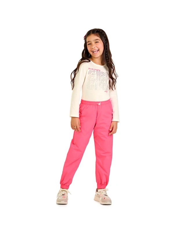 Marlan - Conjunto Blusa Manga Longa e Calça Bege