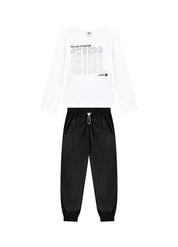 Marlan - Conjunto Blusa Manga Longa e Calça Branco