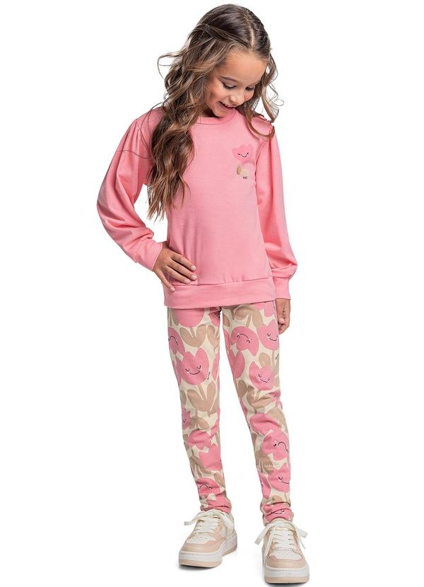 Quimby - Conjunto Blusa Manga Longa e Calça Rosa