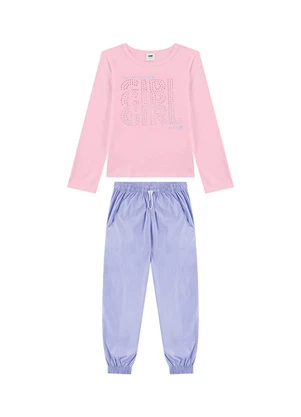 Marlan - Conjunto Blusa Manga Longa e Calça Rosa - MARLAN