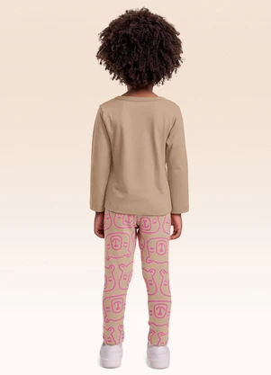 Fakini Kids - Conjunto Blusa Manga Longa e Legging Bege - FAKINI KIDS