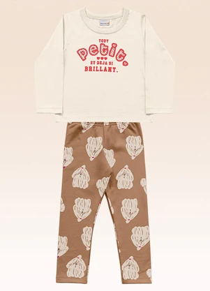 Fakini Kids - Conjunto Blusa Manga Longa e Legging Bege - FAKINI KIDS