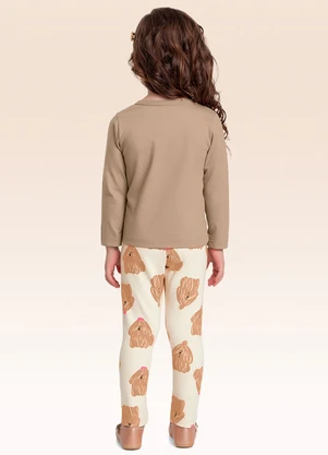 Fakini Kids - Conjunto Blusa Manga Longa e Legging Bege - FAKINI KIDS