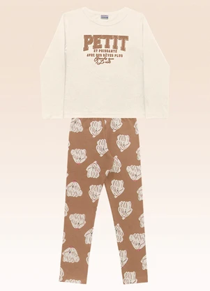 Fakini Kids - Conjunto Blusa Manga Longa e Legging Bege - FAKINI KIDS