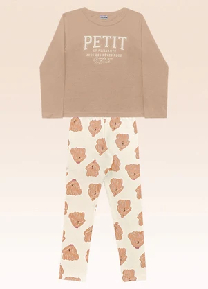 Fakini Kids - Conjunto Blusa Manga Longa e Legging Bege - FAKINI KIDS