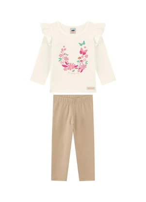 Marlan - Conjunto Blusa Manga Longa e Legging Bege - MARLAN