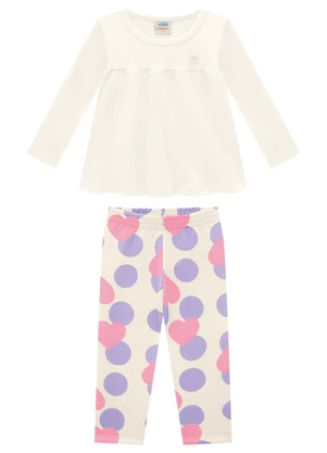 Marlan - Conjunto Blusa Manga Longa e Legging Heart Bege - MARLAN