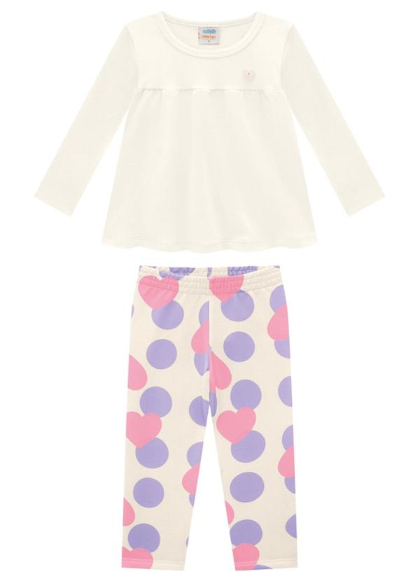 Marlan - Conjunto Blusa Manga Longa e Legging Heart Bege