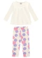 Marlan - Conjunto Blusa Manga Longa e Legging Heart Rosa - variação: Bege