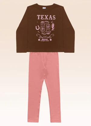 Fakini Kids - Conjunto Blusa Manga Longa e Legging Marrom - FAKINI KIDS