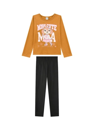 Marlan - Conjunto Blusa Manga Longa e Legging Marrom - MARLAN
