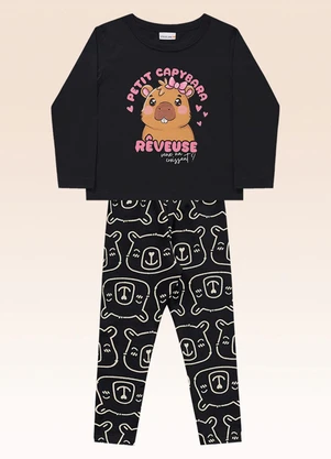 Fakini Kids - Conjunto Blusa Manga Longa e Legging Preto - FAKINI KIDS