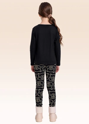 Fakini Kids - Conjunto Blusa Manga Longa e Legging Preto - FAKINI KIDS