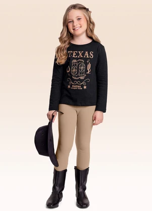 Fakini Kids - Conjunto Blusa Manga Longa e Legging Preto - FAKINI KIDS