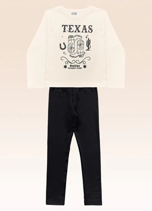 Fakini Kids - Conjunto Blusa Manga Longa e Legging Preto - FAKINI KIDS