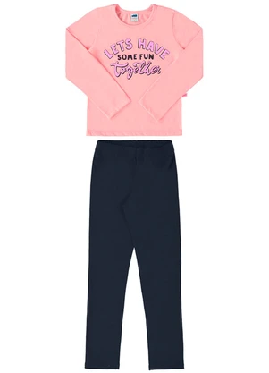 Marlan - Conjunto Blusa Manga Longa e Legging Rosa - MARLAN