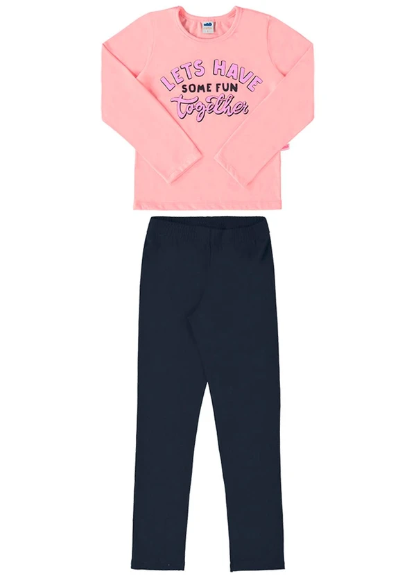 Marlan - Conjunto Blusa Manga Longa e Legging Rosa 1