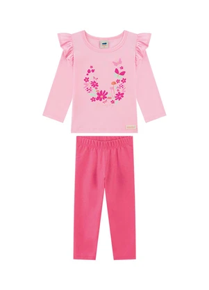 Marlan - Conjunto Blusa Manga Longa e Legging Rosa - MARLAN