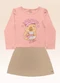 Fakini Kids - Conjunto Blusa Manga Longa e Saia Tricot Bege - variação: Rosa