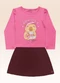 Fakini Kids - Conjunto Blusa Manga Longa e Saia Tricot Bege - variação: Rosa