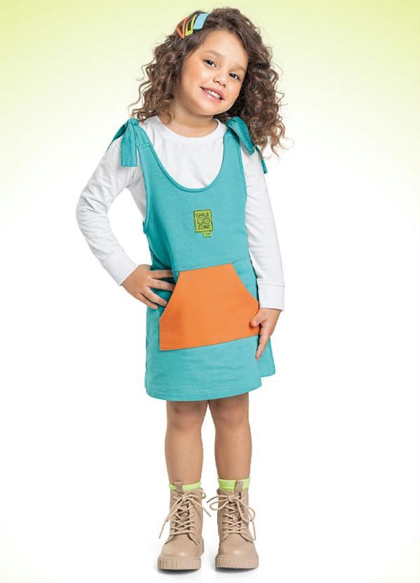 Fakini Kids - Conjunto Blusa Manga Longa e Salopete Azul