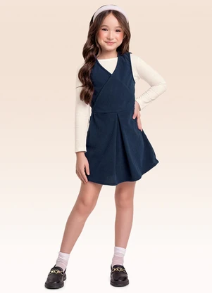 Fakini Kids - Conjunto Blusa Manga Longa e Salopete Bege - FAKINI KIDS