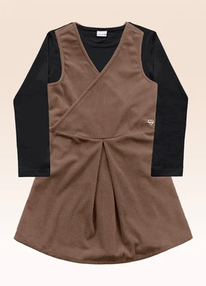 Fakini Kids - Conjunto Blusa Manga Longa e Salopete Preto - FAKINI KIDS